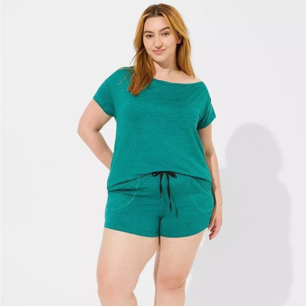 TORRID Super Soft Performance Jersey Active Teal Shorts